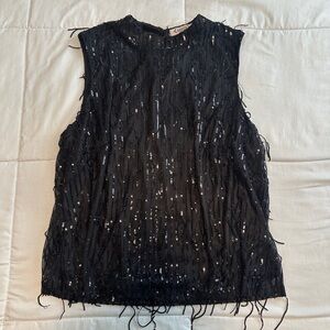 Nanette Lepore Black Sequin Sleeveless Top